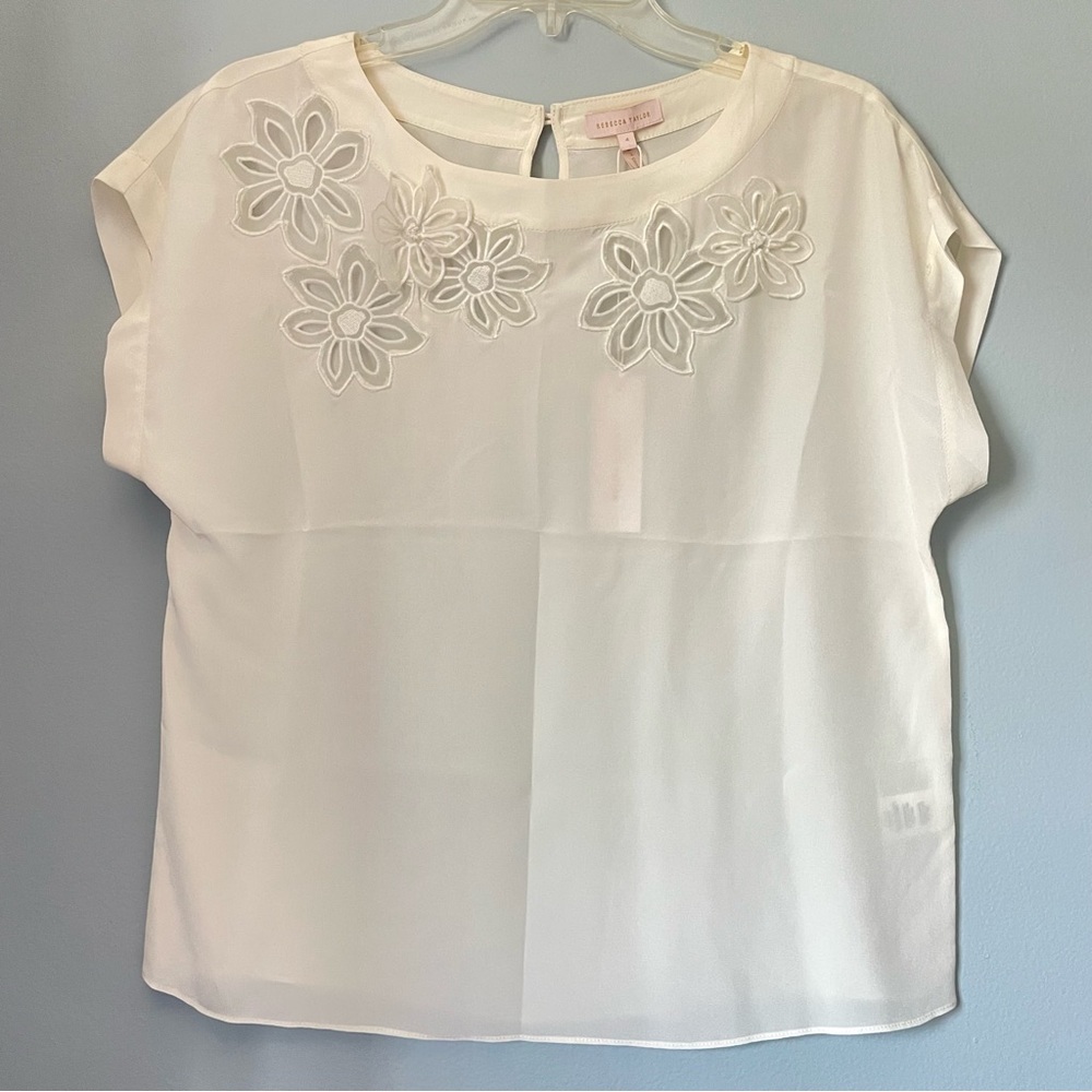 NEW Rebecca Taylor Silk Eyelet Flower Blouse